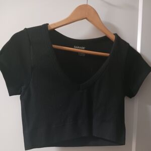 Garage Black Ribbed Women's Crop Top